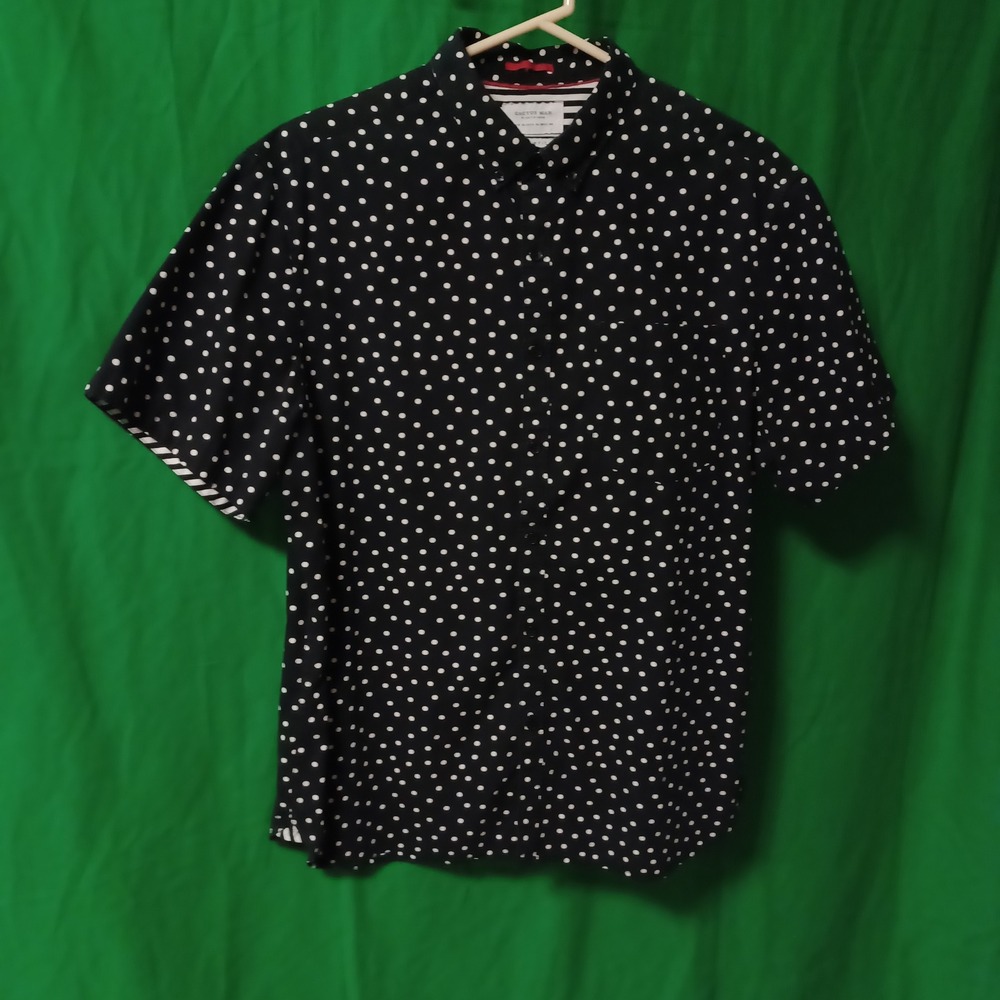 Cactus Man Ricky Singh Mens XL Slim Fit Polka Dot Short Sleeve Button Down Shirt